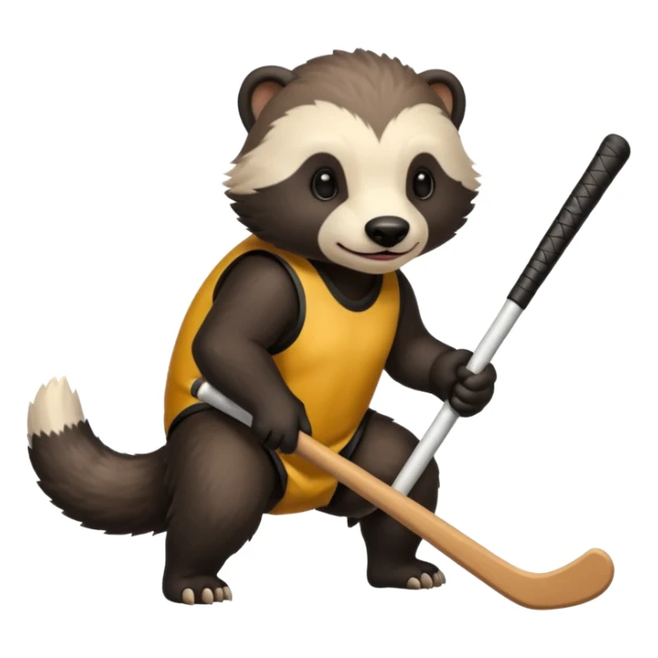 Honey badger playing feild hockey sticker