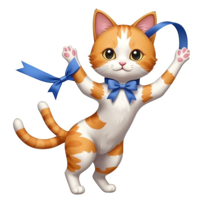 cat with ribbon, rhythmic gymnastics sticker