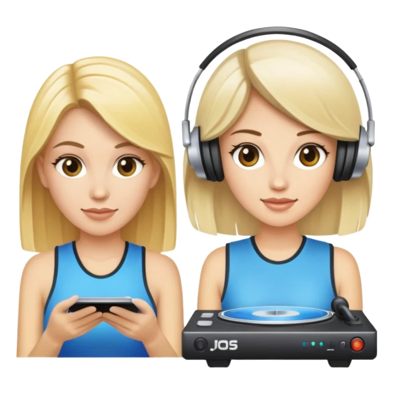 Blonde and brunette white female disc jockeys sticker