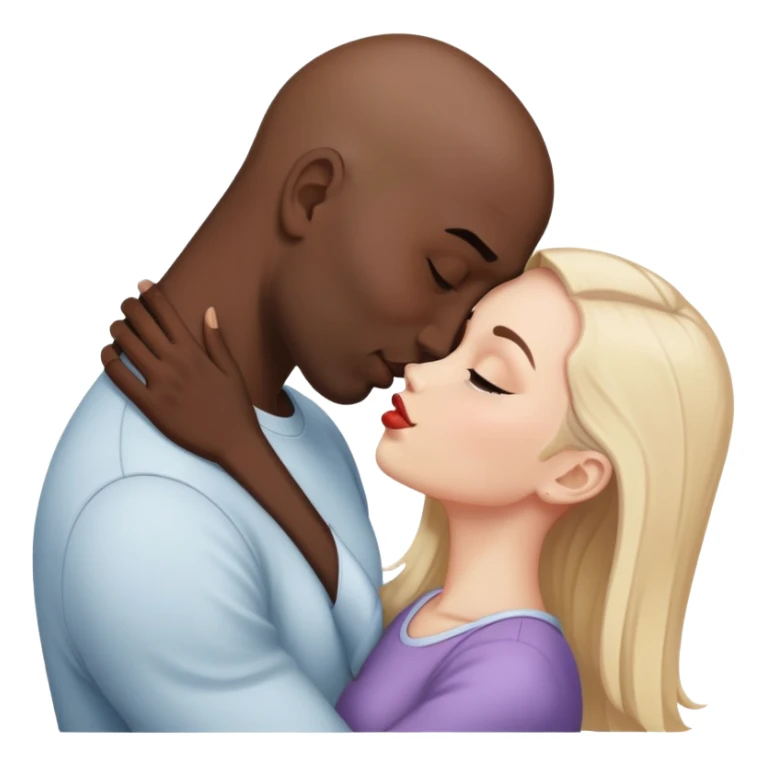 A black bald guy and a white girl kissing sticker