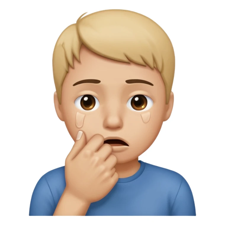 crying emoji with hand in fist over mouth sticker