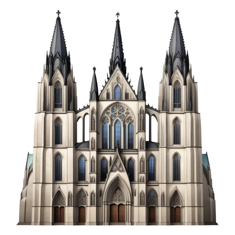Cinematic Realistic Cologne Cathedral Landmark Emoji, showcasing Gothic architecture rendered with detailed stone textures and majestic, dynamic lighting. two tall towers on either side sticker