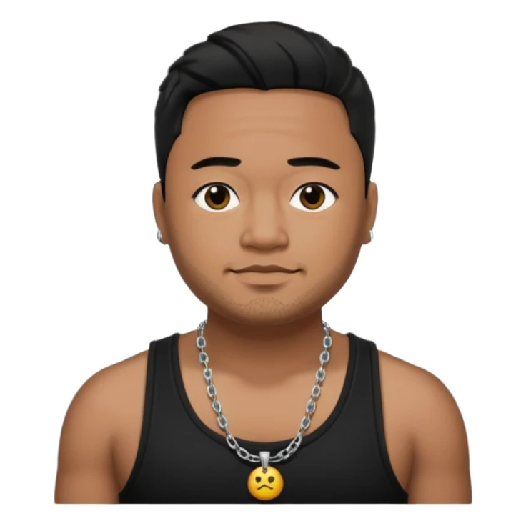 J Boog medium dark skin, black hair, black tank top with necklace sticker