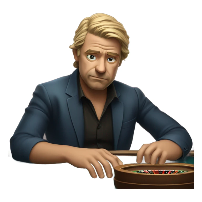 Man sad after losing bets in a casino sticker