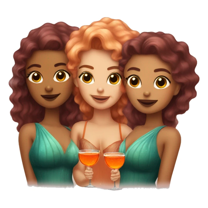Three beautiful mermaids light skin drinking aperol sticker