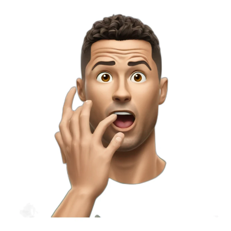 Ronaldo shocked with is two hand on his face happy sticker