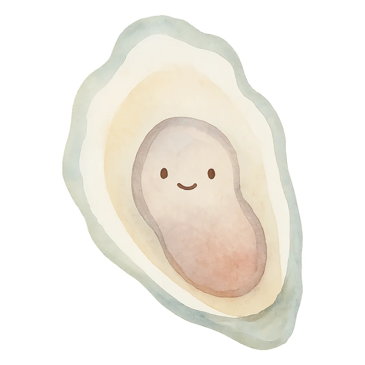 cute oyster, watercolor art style sticker
