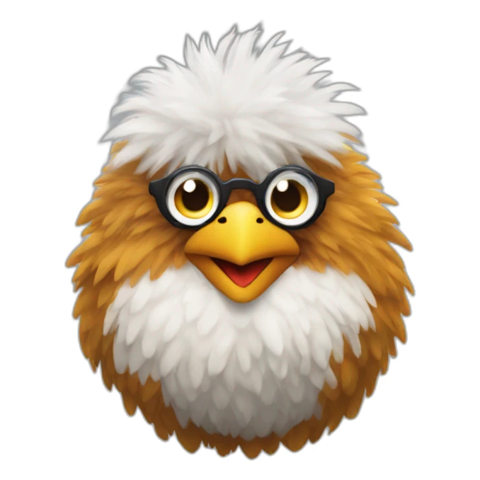 Fluffy chicken with lens and smoke sticker