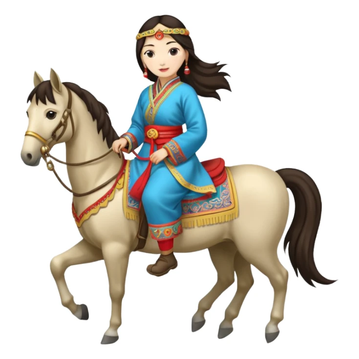 mongolian woman on horse full body sticker