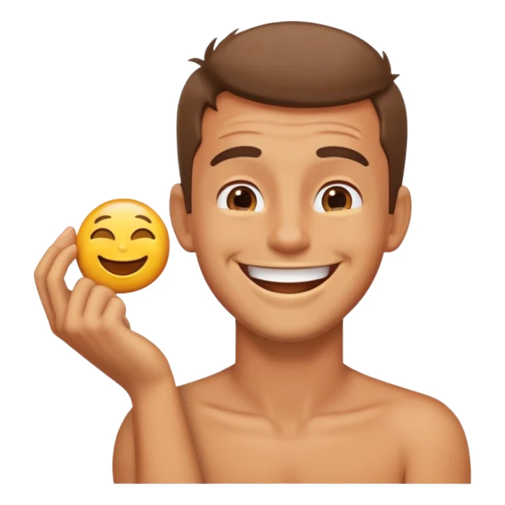 Guy holding neck and laughing emoji sticker