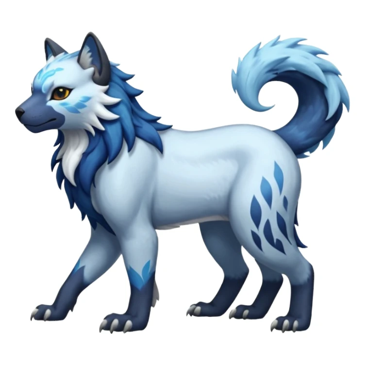 Icy glistening glossy smooth soft flaky scaly furry flurry hyper-realistic cozy boreal boreal-lupus-Lunaray-Manectric-Absol-Luxray-Bobcat-Fakémon-fusion-animal-creature, full body  sticker