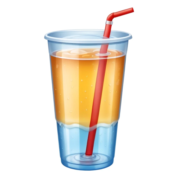 Soft drink in plastic cup (like Starbucks Cup), no logo, closed top. sticker