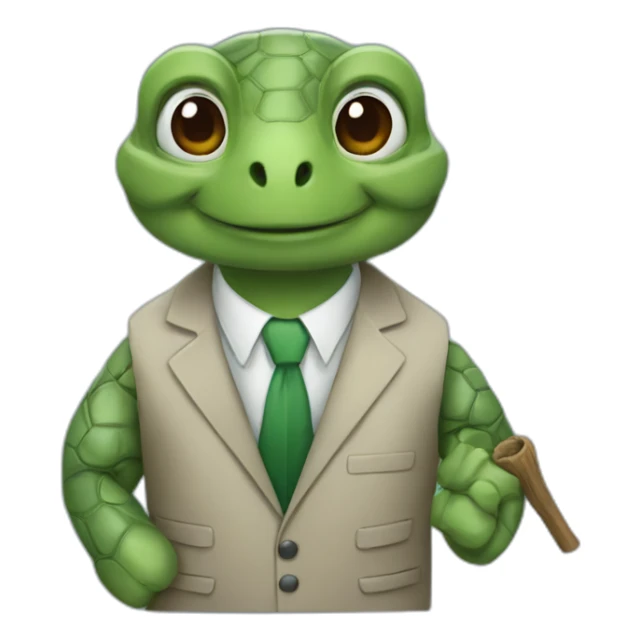 Turtle with a suit and stick sticker