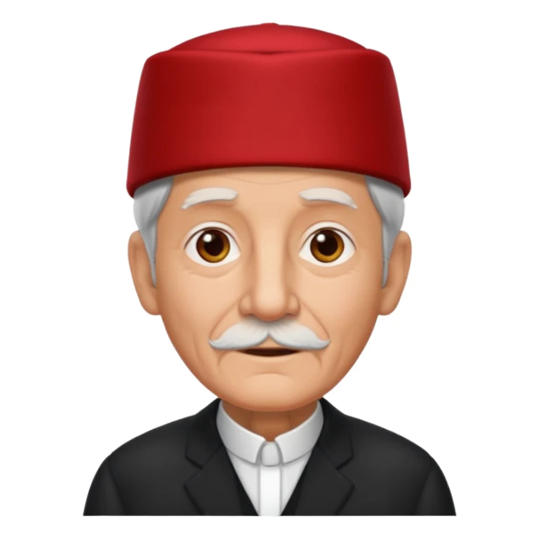 black suited old man with red fes hat sticker