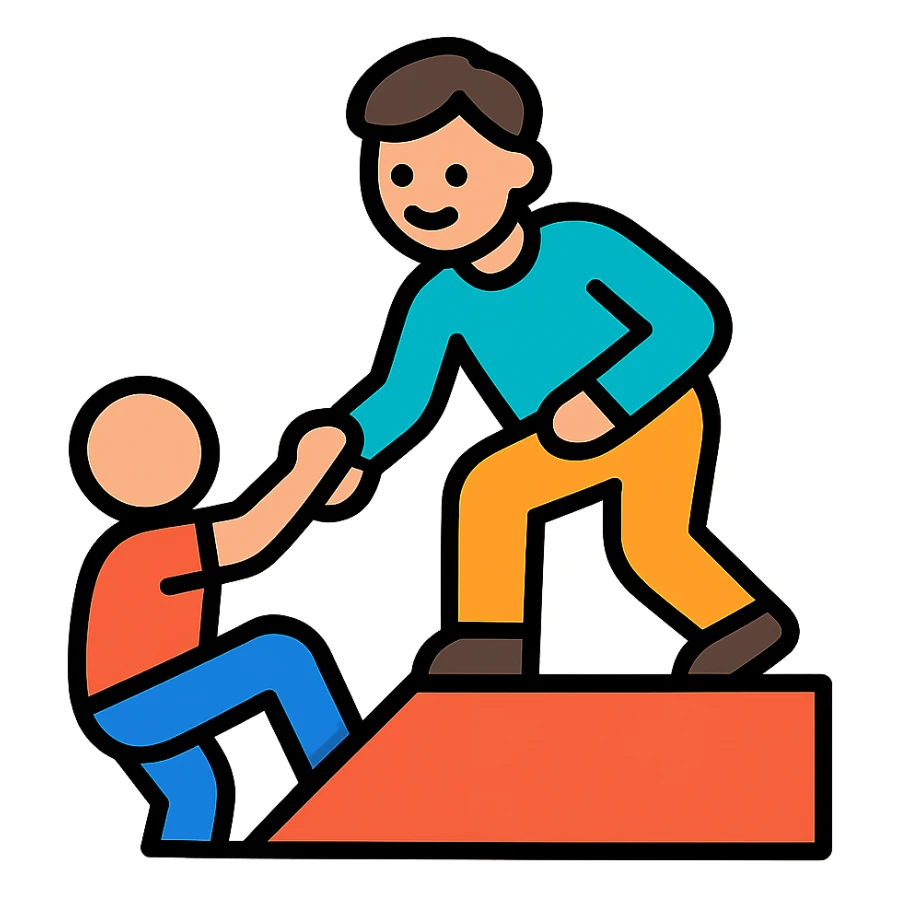 a man who helps others, giving a hand, modern icon style sticker