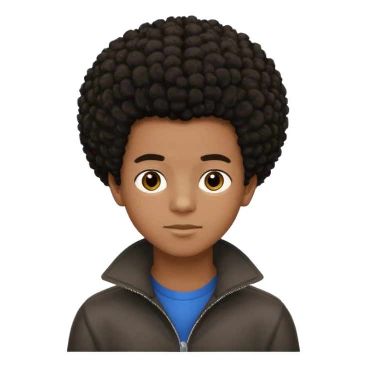 teen black boy with medium afro hair and dark brown eyes  sticker