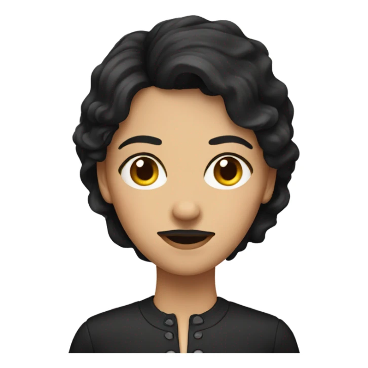 Dark haired woman with moustache sticker