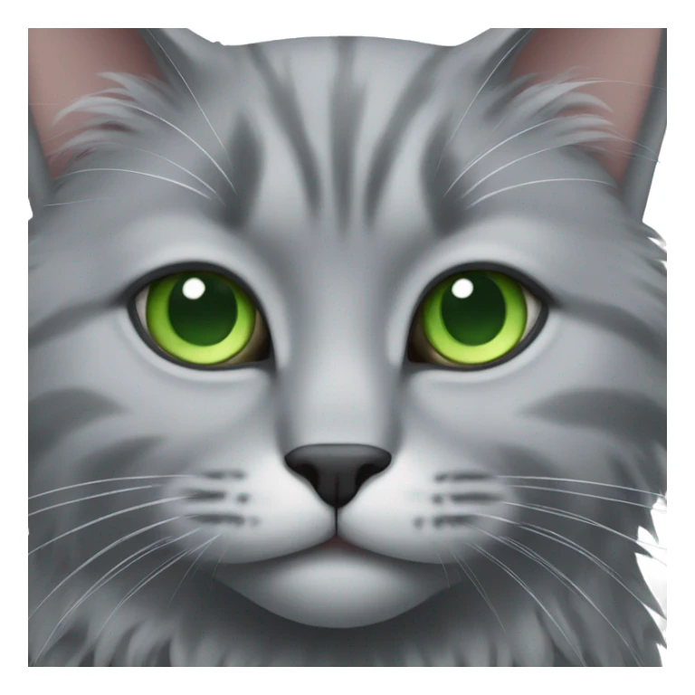 grey fluffy cat with green eyes sticker