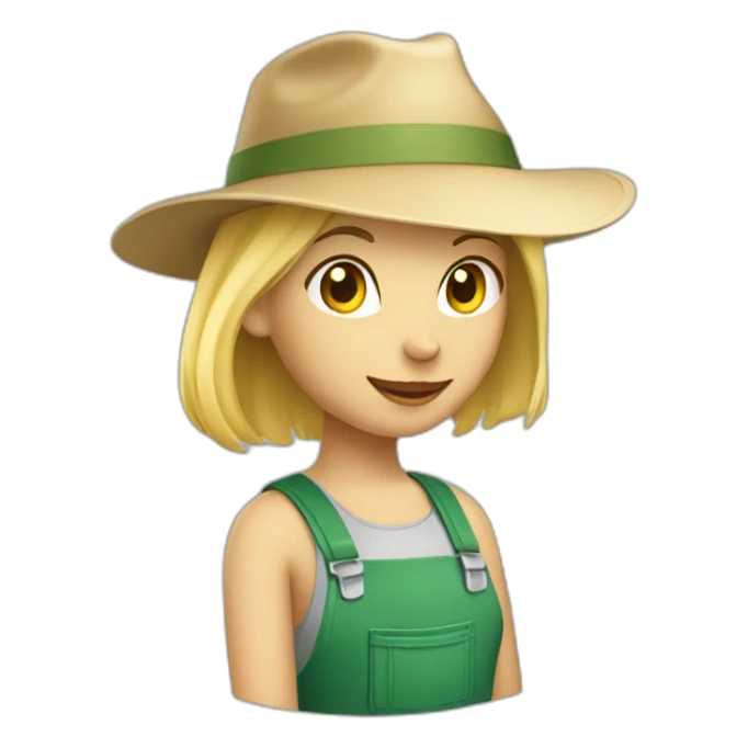 short blonde hair gardener girl with hat sticker