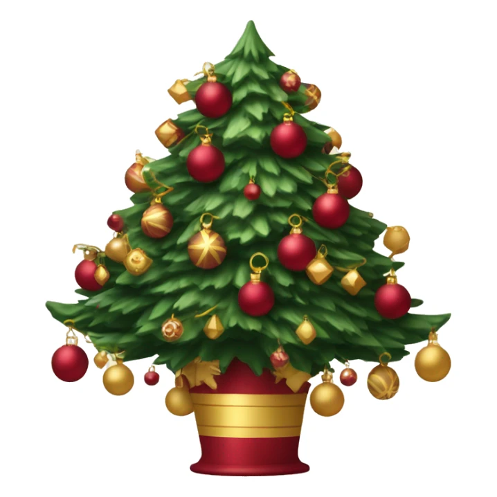 Christmas tree with wine red and gold ornaments  sticker