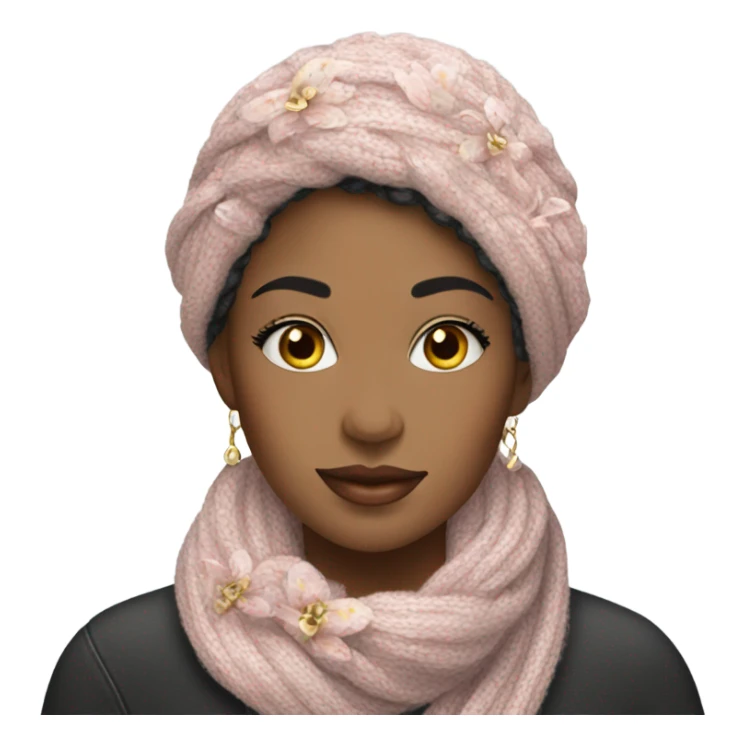 Beautiful Woman with Knit scarf floral glitter design  sticker