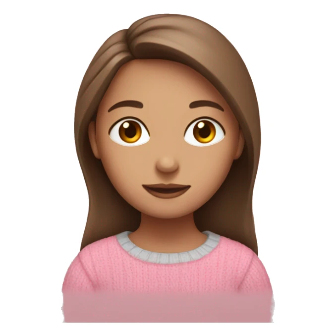 girl with brown hair in pink sweater  sticker