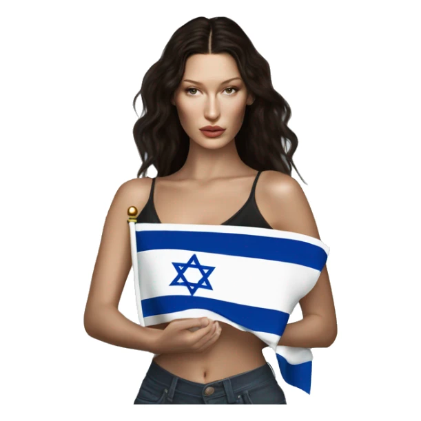 Bella hadid holding israel flag sticker