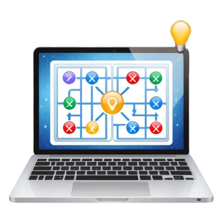 laptop screen showing a plan diagram with sparkles sticker