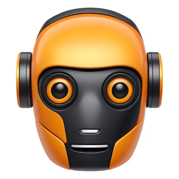 Friendly little black and yellow-orange robot head with eyebrows sticker