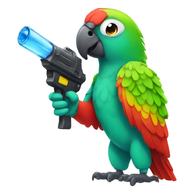 Parrot holding a water gun sticker
