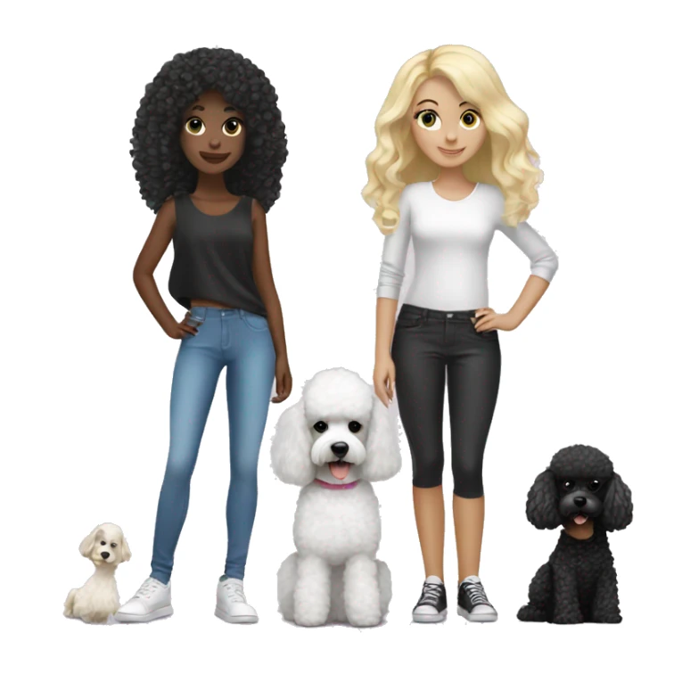 2 blonde girls with black and white poodle sticker