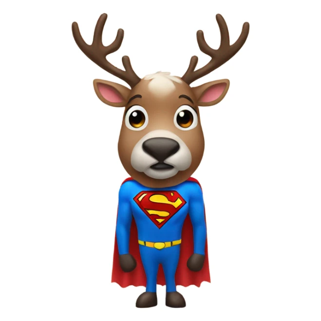 Reindeer wearing a Superman costume sticker