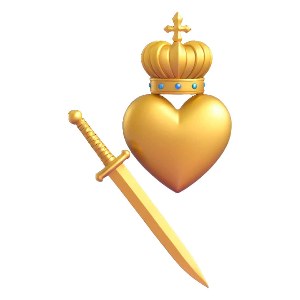 golden heart and golden dagger, both glossy and reflective sticker