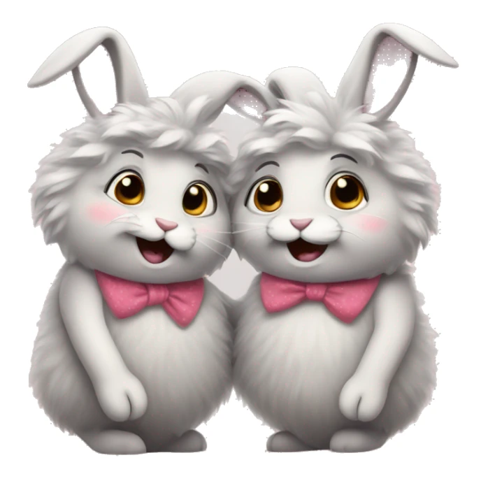 two fluffy old lady bunnies in love sticker