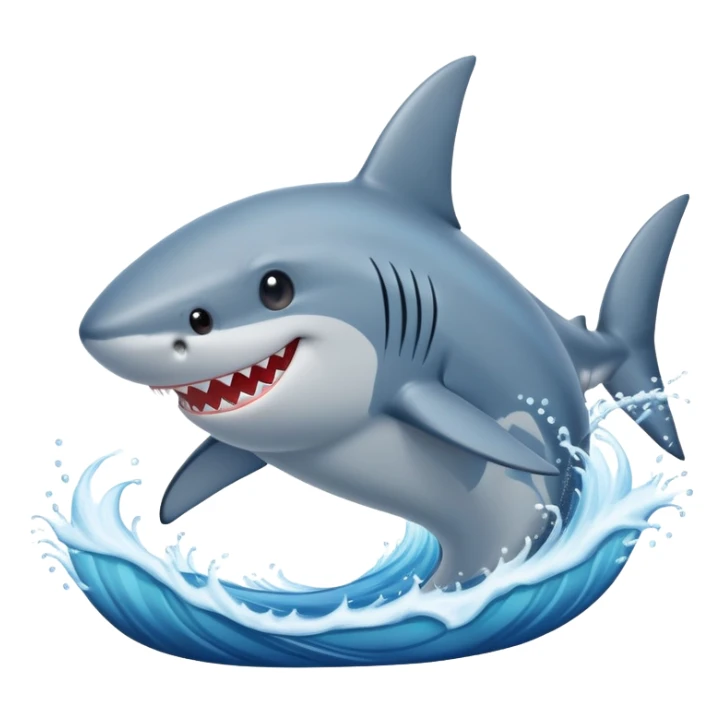 A smiling shark hitting waves of water with its tail sticker