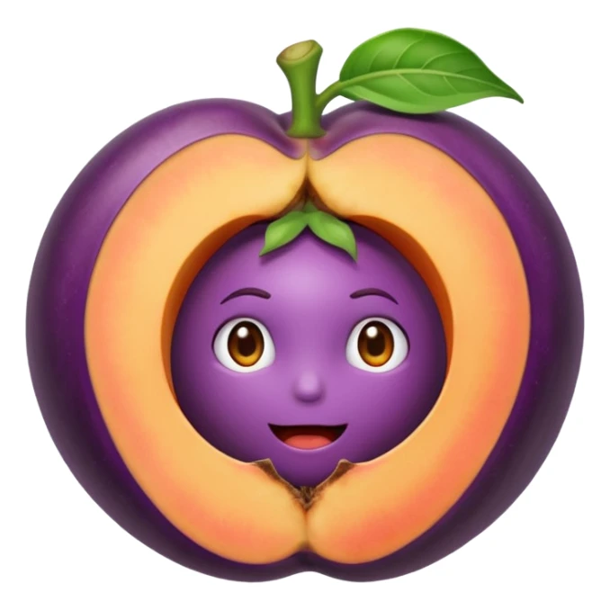 Eggplant 🍆 shoved inside the crack of a peach  sticker