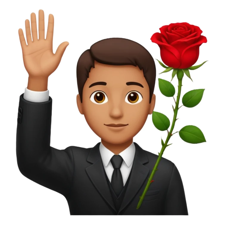 Hombre alzando la mano con una rosa sticker