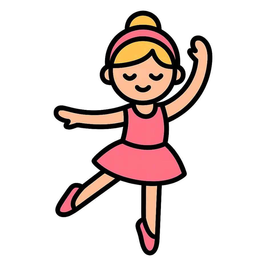 color outline icon of a girl doing ballet sticker