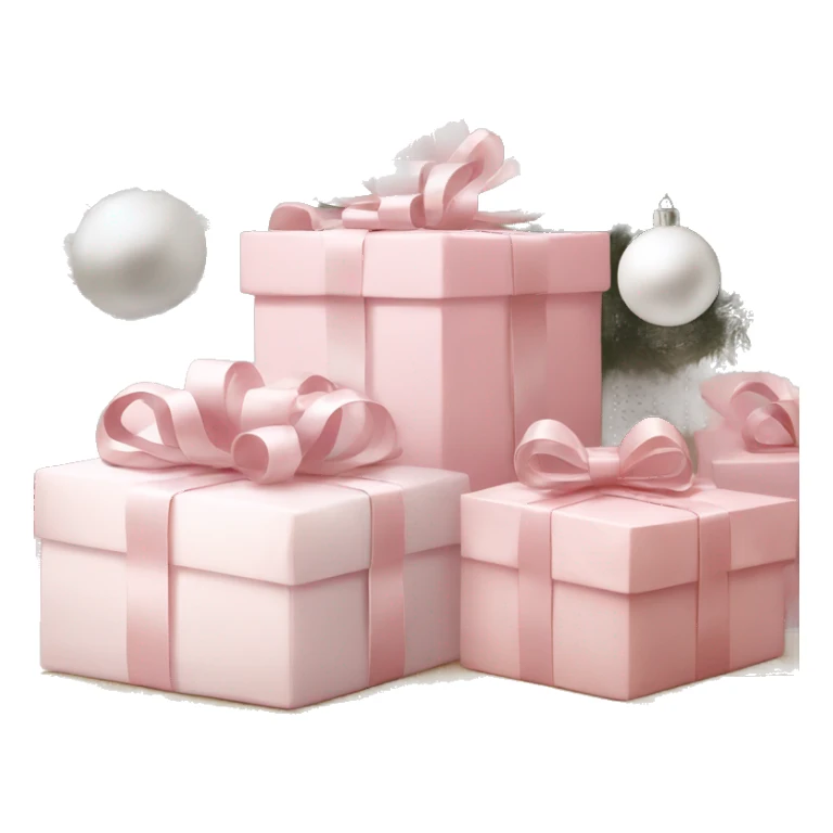 Light pink Christmas gifts under a white Christmas tree  sticker