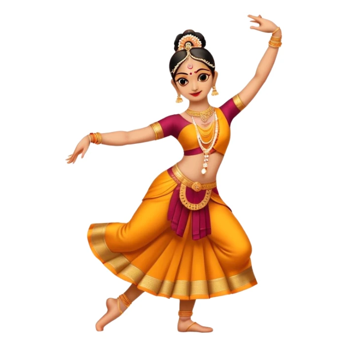 cinematic-realistic-bharatanatyam-dance-emoji,-depicted-as-an-elegant-classical-indian-dance-performance-with-graceful-poses,-intricate-costumes,-and-expressive-hand-gestures,-rendered-with-rich-textures-and-warm-dramatic-lighting, single dancer full body  sticker
