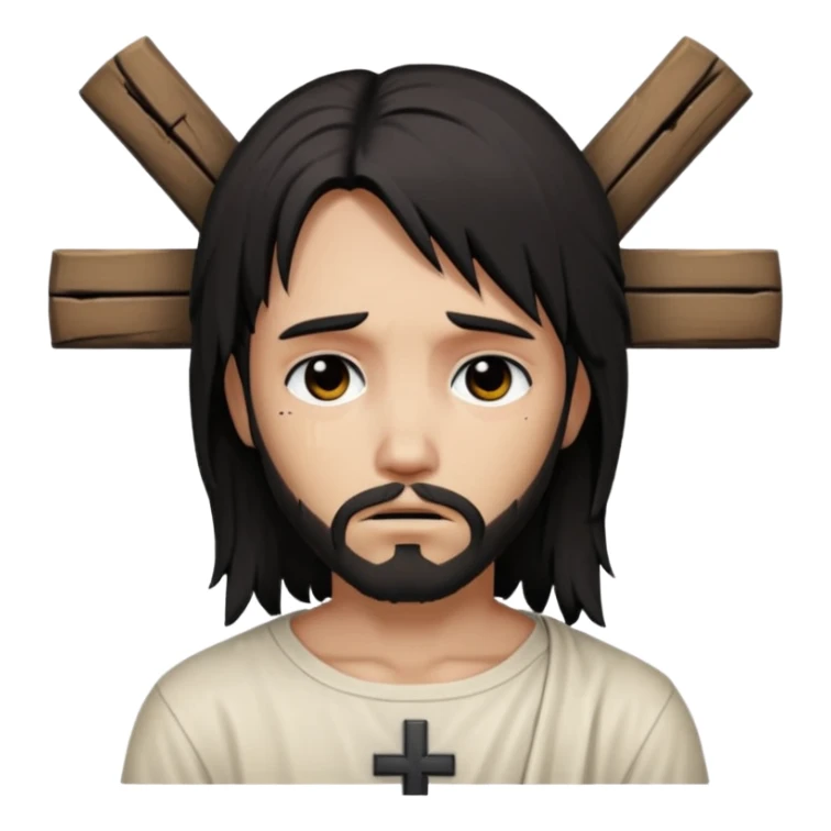 jesus-body-on-the-cross, with black edgy  Emo hair sticker