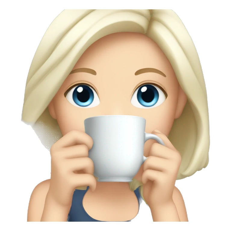 Blue eyed white Girl sipping tea sticker