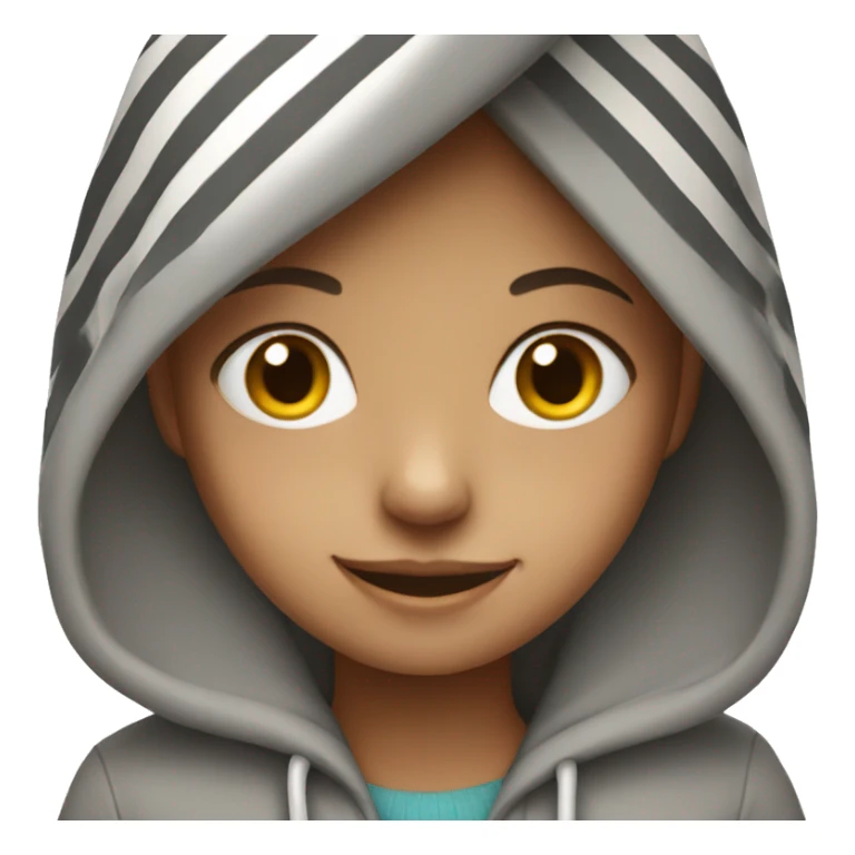 smiling girl with striped hoodie sticker