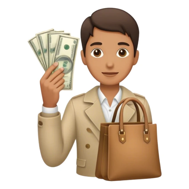 A bag of money on the palm of a hand sticker