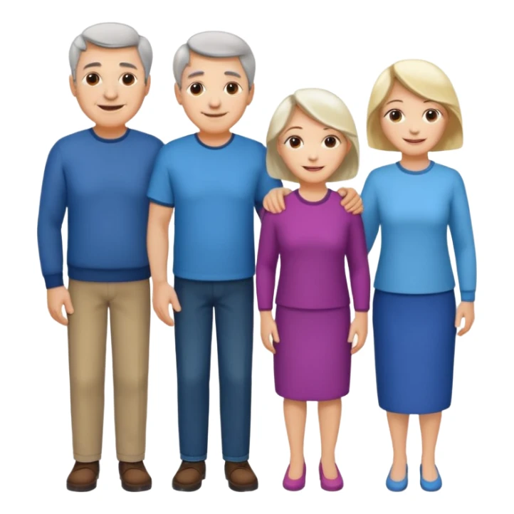 Boy, middle age, old age, old age women, middle age, girl. Standing side by side. sticker