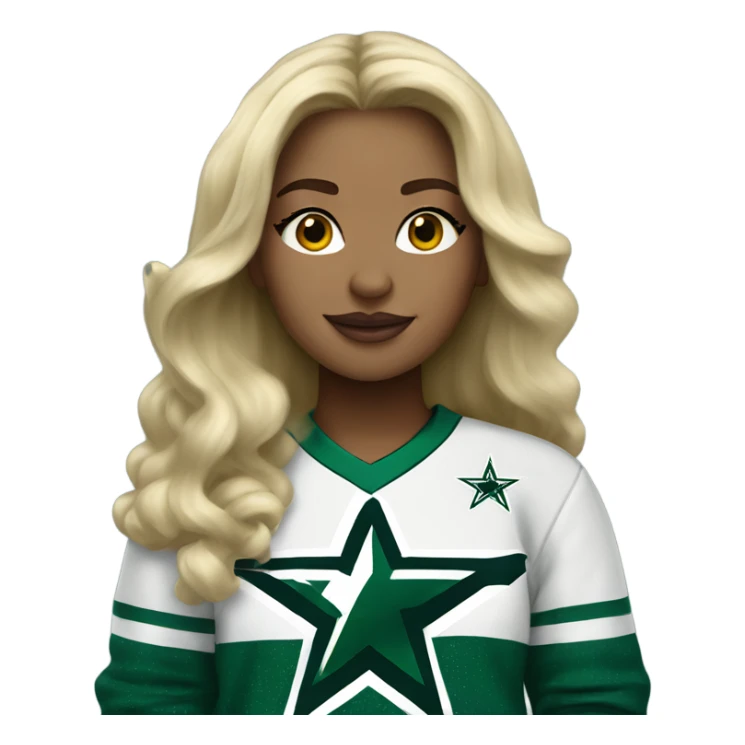 Blonde girl wearing Dallas Stars sweater sticker