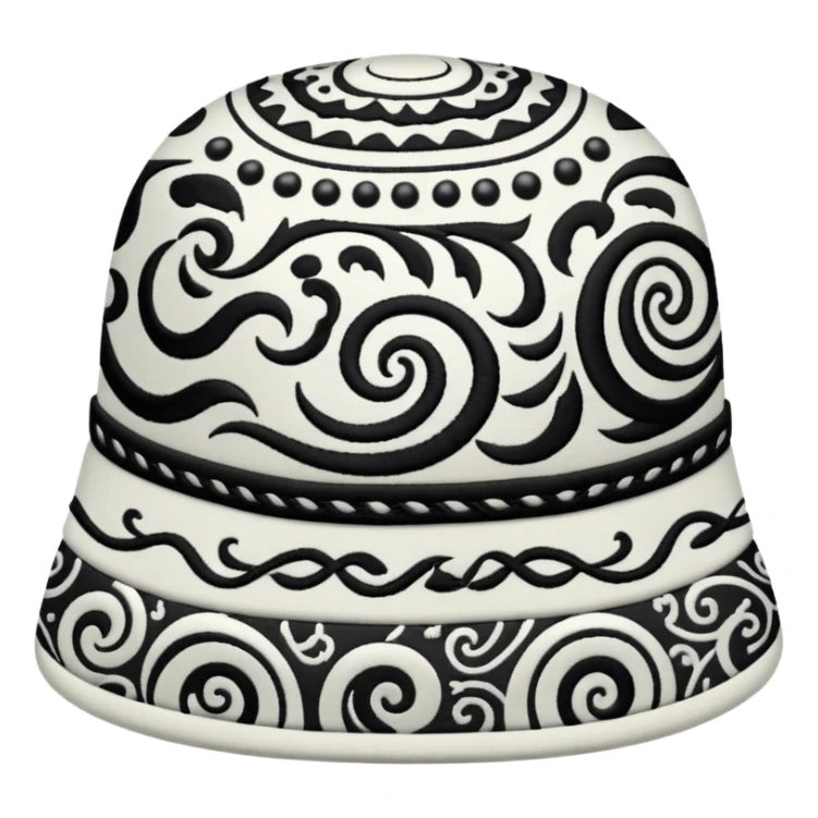 Tashkent style doppa hat with white background and black swirling patterns sticker