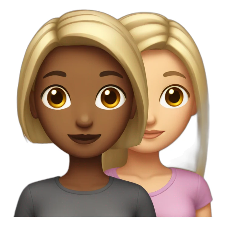 Two girls with short and long hair sticker