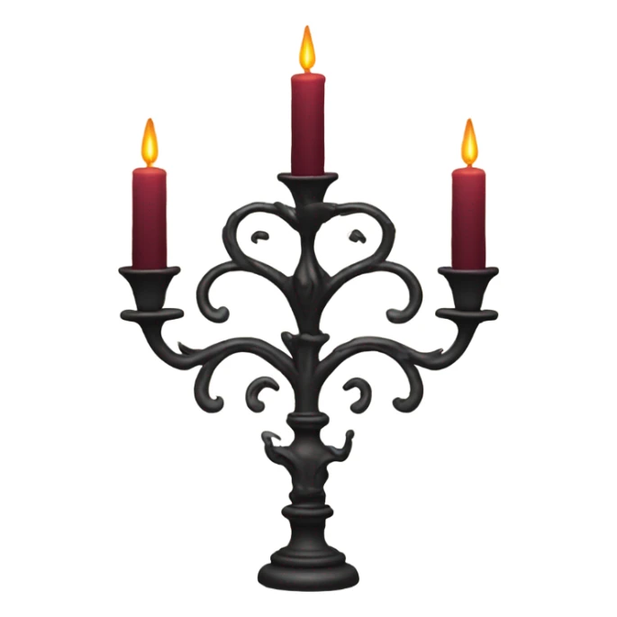 black seven-branched candelabrum with burgundy flames sticker