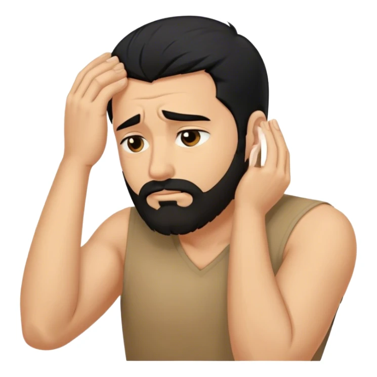 Facepalm, trimmed beard, medium-length black hair sticker